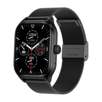 Black smart watch with mesh band.
