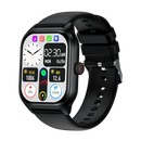 Black smart watch with digital display.