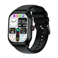 Black smart watch with digital display.