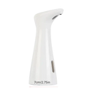 White automatic soap dispenser with dimensions.