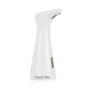 White automatic soap dispenser with dimensions.