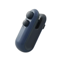 Blue and gray handheld game controller.
