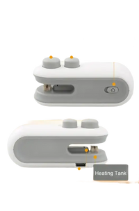 White and gray handheld bag sealer.