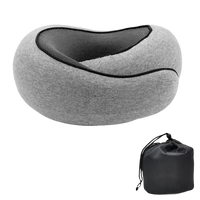 Gray Snailrest Memory Foam Travel Neck Pillow with Carrying Bag for Cozy Trips