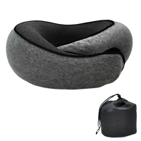Gray Snailrest Memory Foam Travel Neck Pillow with storage bag for cozy trips