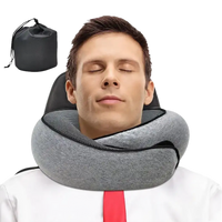 Gray Snailrest Memory Foam Travel Neck Pillow with Storage Bag for comfy trips