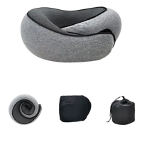 Gray Snailrest Memory Foam Travel Neck Pillow with storage options for comfy trips