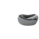 Gray Snailrest Memory Foam Travel Neck Pillow with black and white striped interior