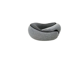 Gray Snailrest Memory Foam Travel Neck Pillow with black and white striped interior