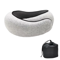 Gray Snailrest Memory Foam Travel Neck Pillow with mesh and storage bag for cozy trips