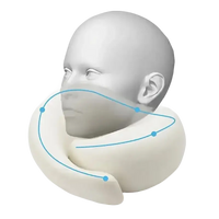 White neck pillow with blue line from Snailrest Memory Foam Travel Neck Pillow trendy comfy for trips