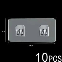 10pcs Transparent Self-Adhesive Hook Hanger Wall Storage Rack Fixing Patch Strong No-Punch Snaps For Kitchen Bathroom