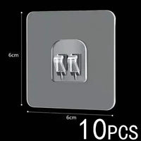10pcs Transparent Self-Adhesive Hook Hanger Wall Storage Rack Fixing Patch Strong No-Punch Snaps For Kitchen Bathroom