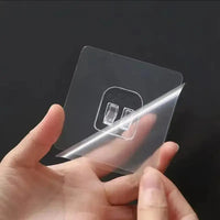 10pcs Transparent Self-Adhesive Hook Hanger Wall Storage Rack Fixing Patch Strong No-Punch Snaps For Kitchen Bathroom