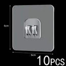 10pcs Transparent Self-Adhesive Hook Hanger Wall Storage Rack Fixing Patch Strong No-Punch Snaps For Kitchen Bathroom