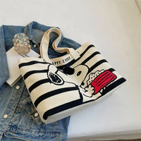 Striped Snoopy tote bag.