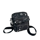 Black Snoopy comic-strip crossbody bag.