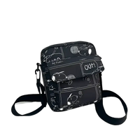 Black Snoopy comic-strip crossbody bag.