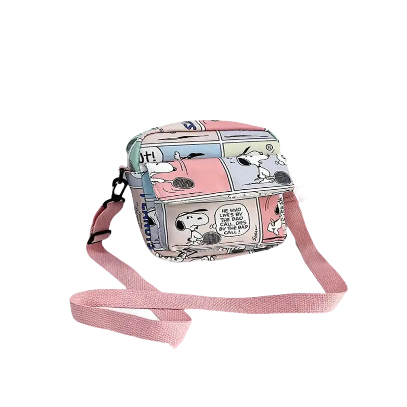 Snoopy comic-themed crossbody bag.