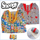 Snoopy-themed reusable shopping bags.