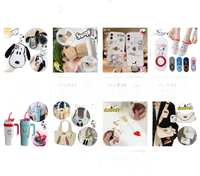 Snoopy-themed merchandise.