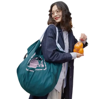 Green reusable shopping bag.