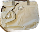 Beige tote bag with Snoopy.