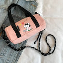 Pink Snoopy barrel bag.