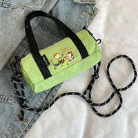 Green Snoopy barrel bag.