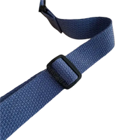 Blue canvas bag strap with black buckle.