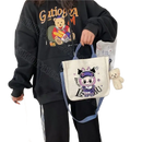 Cartoon-themed tote bag.