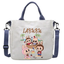 Canvas tote bag with cartoon characters.
