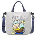 Canvas tote bag with cartoon design.