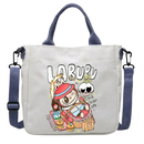 Cartoon-themed canvas tote bag.