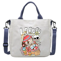 Cartoon-themed canvas tote bag.