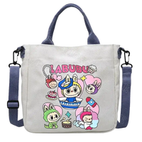 Cartoon-themed canvas tote bag.