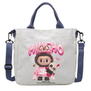 Cartoon-themed canvas tote bag.