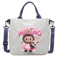 Cartoon-themed canvas tote bag.