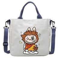 Canvas tote bag with cartoon lion.