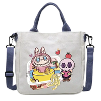 Canvas tote bag with cartoon characters.