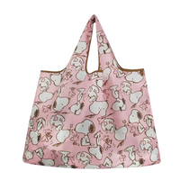Pink Snoopy-patterned tote bag.