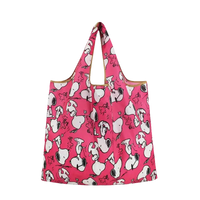 Pink Snoopy-patterned tote bag.