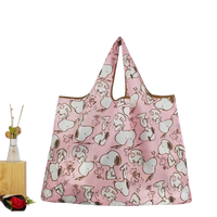 Pink Snoopy-patterned reusable shopping bag.