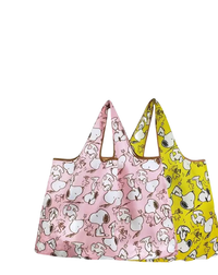 Snoopy-themed reusable shopping bags.