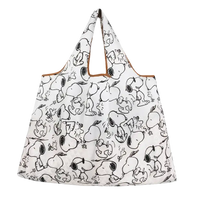 White tote bag with Snoopy pattern.