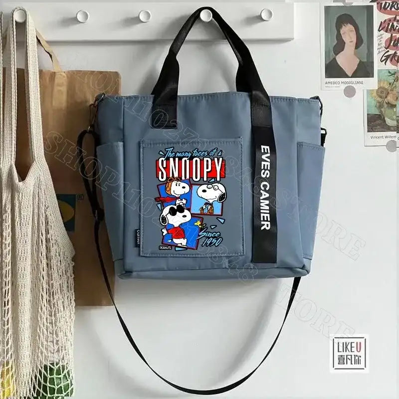 Sweet Snoopy Handbags Cartoon Anime Graphic Print Large Capacity Totes
