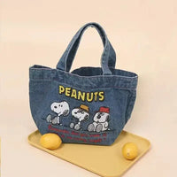Denim Peanuts tote bag.
