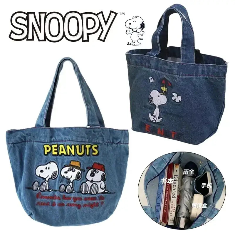 Cute Cartoon Snoopy Denim Handbags Kawaii Snoopy