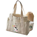 Canvas tote bag with Snoopy design.