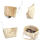 Beige canvas tote bag.